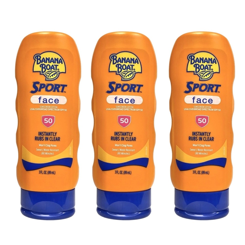 Banana Boat Sport Face SPF 50 Sunscreen Lotion 3 oz Lot of 2‎ Exp 10/27